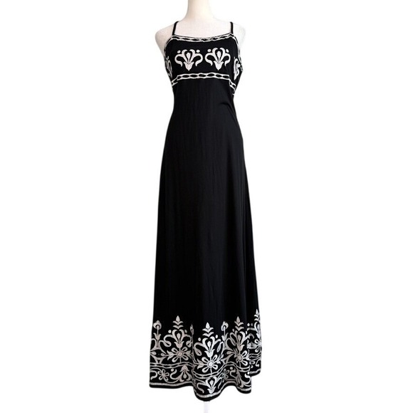 INC International Concepts Dresses & Skirts - INC Intl Concepts Embroidered Boho Maxi Dress Large Resort Beaded Cotton Blend